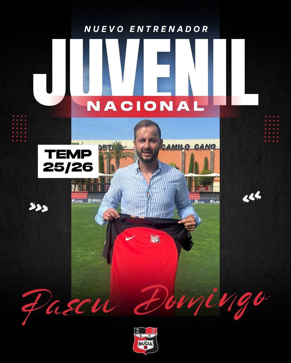 Vicente Ruá Aguado (@vrua8) on Twitter photo Nuevo proyecto para nuestro entrenador Pascu Domingo en el Juvenil A de La Nucía.
Mucha suerte <a href="/PascuDomingoCli/">Pascu Domingo</a> 💪🔝⚽️ Nuevo proyecto para nuestro entrenador Pascu Domingo en el Juvenil A de La Nucía.
Mucha suerte <a href="/PascuDomingoCli/">Pascu Domingo</a> 💪🔝⚽️