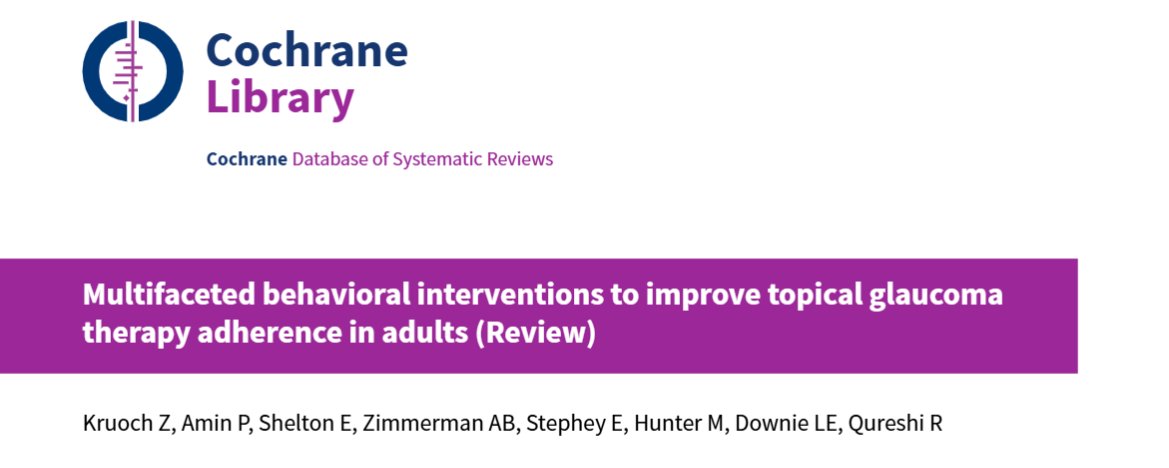 ✨ NEW #COCHRANE REVIEW! 👀

Do programs with multiple behavioral components improve the regular usage of eye pressure‐lowering medications in people with #glaucoma?

This #SystematicReview includes 17 studies.

🔗Read the full review: doi.org/10.1002/146518…
<a href="/cochranecollab/">Cochrane</a>