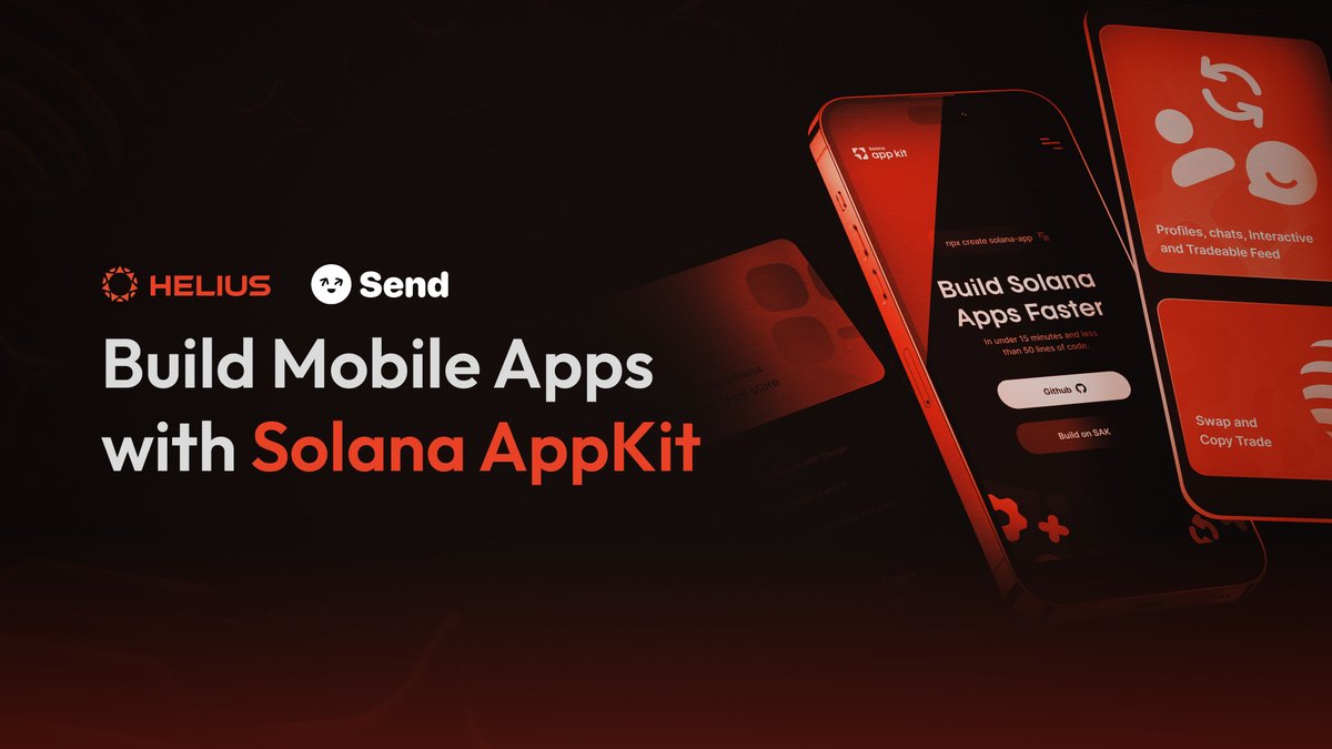 heliuslabs's tweet image. To go mainstream, Solana must go mobile.

With the @solanaappkit from @sendaifun, you can start building React Native mobile apps for iOS and Android in ~15 minutes.

✅ 18+ protocol integrations
✅ 10+ plug-and-play modules
✅ 100% open-source