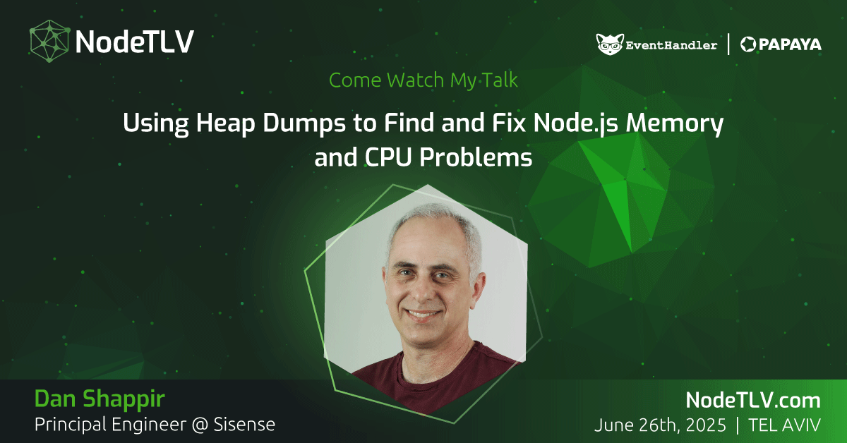 NodeTLV's tweet image. We are proud to announce that Dan Shappir, Principal Engineer at @Sisense, will be speaking at #NodeTLV '25!
Want to learn more?
Check out all the details at ๐ NodeTLV.com