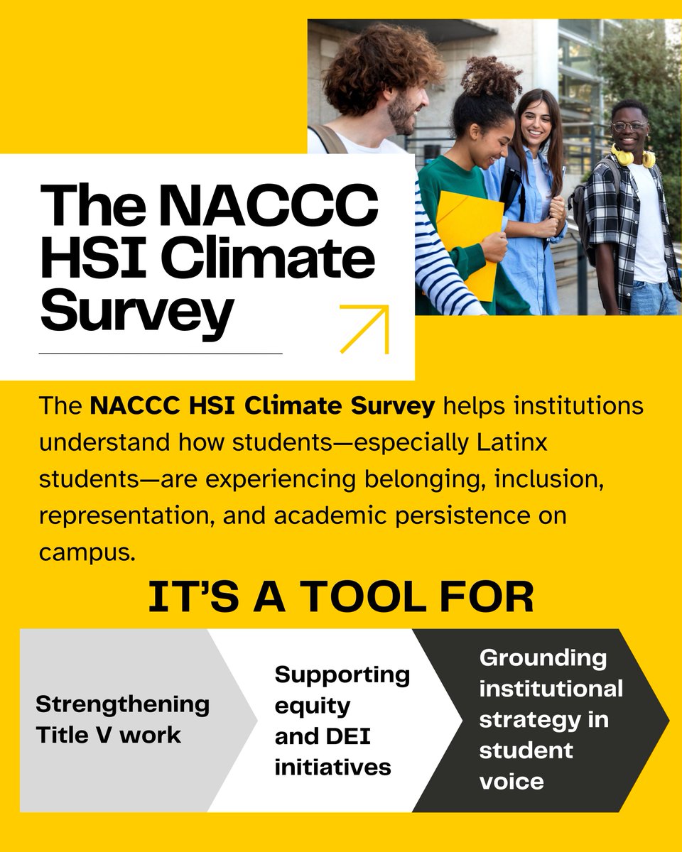 USCRaceEquity's tweet image. 🟡 Being an HSI ≠ being Hispanic-serving.

Want to better serve Latinx students?

📅 Info session TOMORROW — June 12 @ 10 AM PT

🧠 Learn about the NACCC HSI Climate Survey

🔗 Register now: uscrec.info/hsi-info

#HSIMission #LatinxSuccess #DEI #HigherEd