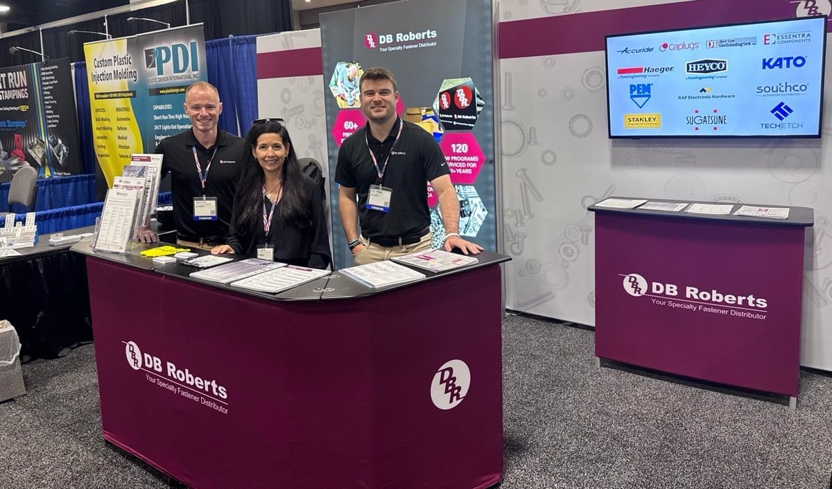 DBRobertsCo's tweet image. It’s Day 1 of D2P Charlotte! Stop by booth #101 to connect with DB Roberts’ experts and see how we can support your project needs with fasteners, hardware, and more. Plus, meet our partners from Sugatsune and explore their precision-engineered solutions.
 
#DBRoberts #Sugatsune