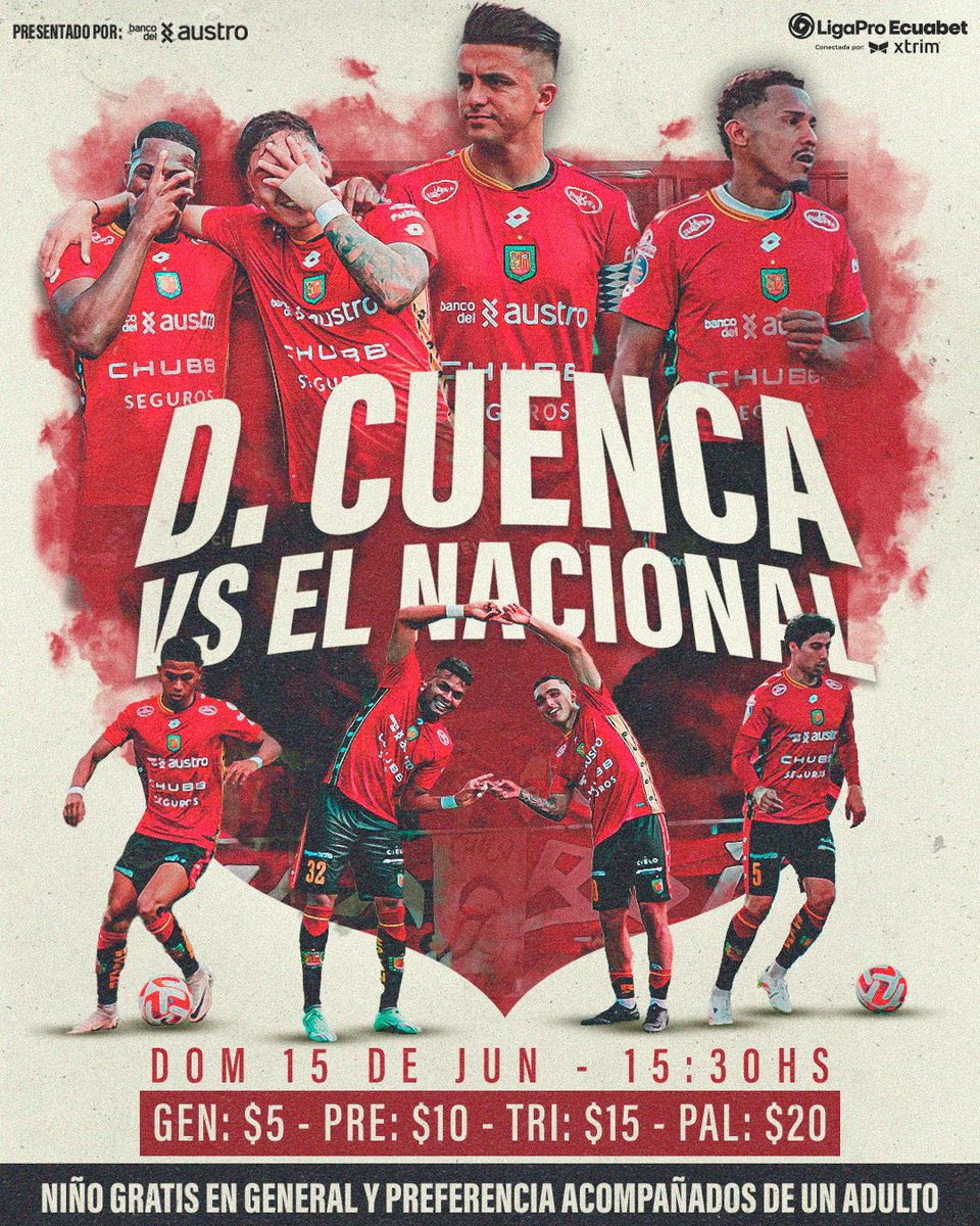 🎉⚽ ¡Este domingo celebramos a papá con fútbol! 🔴⚫️

Ven al Alejandro Serrano Aguilar y vamos juntos por esa victoria:

🆚 El Nacional
🗓️ Domingo 15 de junio
🕒 15h30

🎁 PROMO ESPECIAL POR EL DÍA DEL PADRE:
👉 ¡Niño GRATIS en localidades de General y Preferencia acompañados de