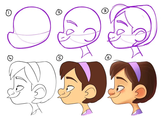 See how you draw all these different types of heads. 