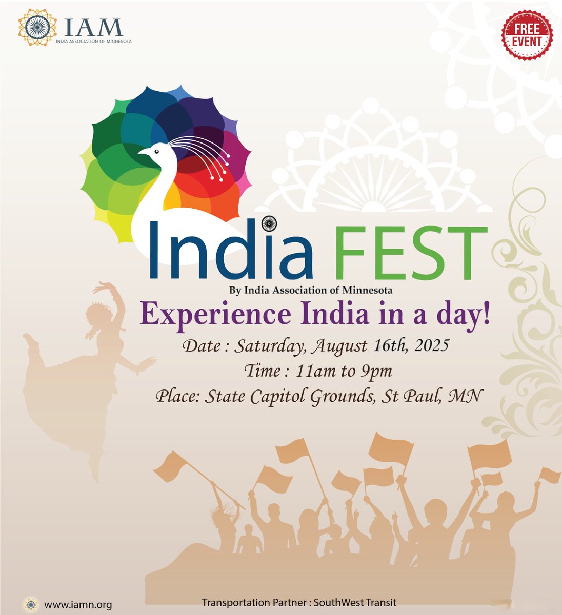 IndiaFest, Minnesota’s premier celebration of Indian culture the second largest festival of it's kind in the entire Midwest, offering the attendees a vibrant experience of Indian heritage within a single day!
More information on our website: iamn.org/event/indiafes…

#IFMN2025