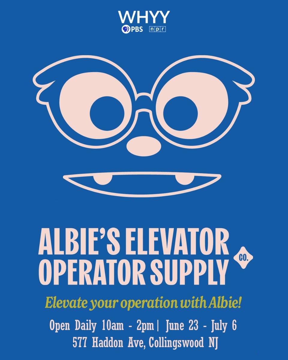 COMING SOON: Albie's Elevator Operator Supply Co.!

Coming June 23 to Collingswood NJ, this pop-up storefront will feature free kids activities, interactive experiences, a pillow fort screening zone and exclusive gifts when you become a member of WHYY!

whyy.org/albies-elevato…