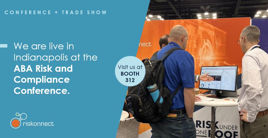 Riskonnect is live at the ABA Conference in Indianapolis this week! Visit booth 312 to learn how our ERM solution can help you make more informed decisions. 

🌟Can't make it to ABA? Let’s connect after the conference! bit.ly/3qBir3Z

#Compliance #RiskManagement