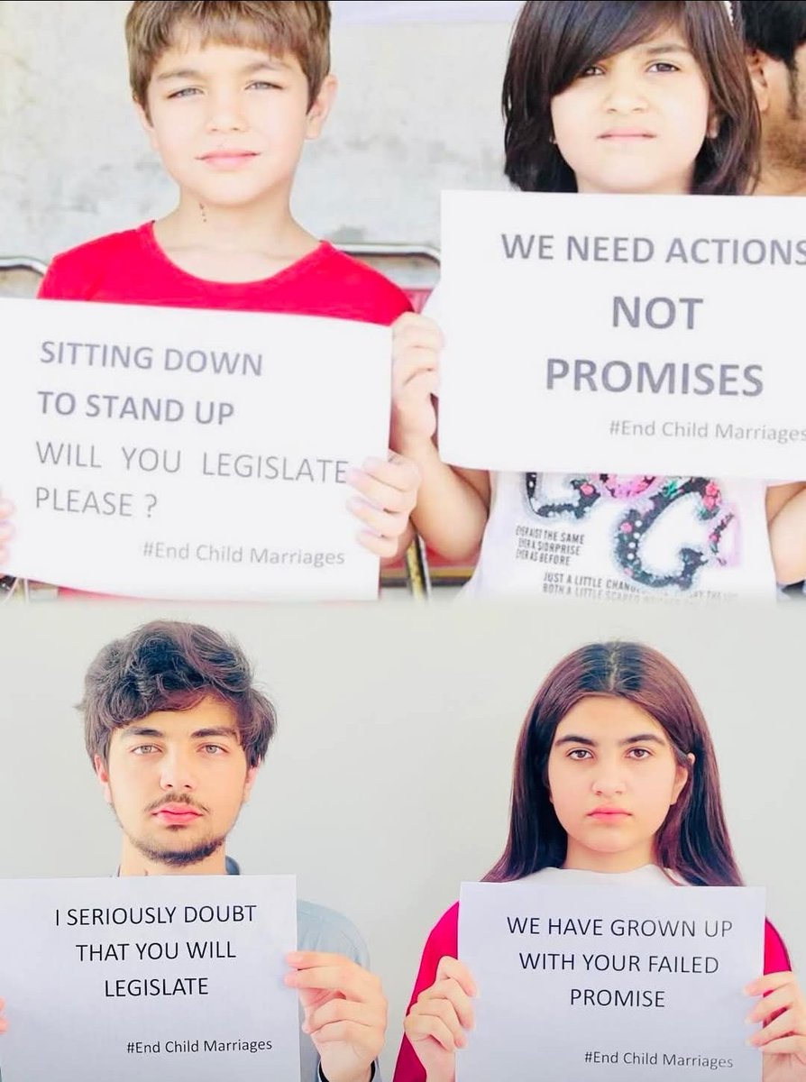 These children years back pleaded with the KP Government to end child marriages. Years passed—they grew up, but the promise didn’t. No law, no protection, just silence. 

Their new slogans reflect broken trust. It’s time for real action, not more delays.

#EndChildMarriages
