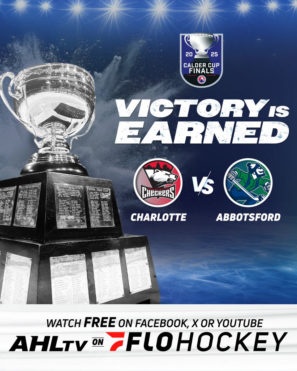 FloHockey (@flohockey) on Twitter photo Calder Cup Finals
Game 1
Friday
7 PM ET
<a href="/CheckersHockey/">Charlotte Checkers</a> vs <a href="/abbycanucks/">Abbotsford Canucks</a>
Watch for FREE on Facebook, X and YouTube!
DETAILS: flosports.link/43F2ueo
<a href="/FlaPanthers/">Florida Panthers</a> | <a href="/Canucks/">Vancouver Canucks</a>
#AHL #CalderCup #TimeToHunt #ProudlyAbbotsford #Canucks Calder Cup Finals
Game 1
Friday
7 PM ET
<a href="/CheckersHockey/">Charlotte Checkers</a> vs <a href="/abbycanucks/">Abbotsford Canucks</a>
Watch for FREE on Facebook, X and YouTube!
DETAILS: flosports.link/43F2ueo
<a href="/FlaPanthers/">Florida Panthers</a> | <a href="/Canucks/">Vancouver Canucks</a>
#AHL #CalderCup #TimeToHunt #ProudlyAbbotsford #Canucks