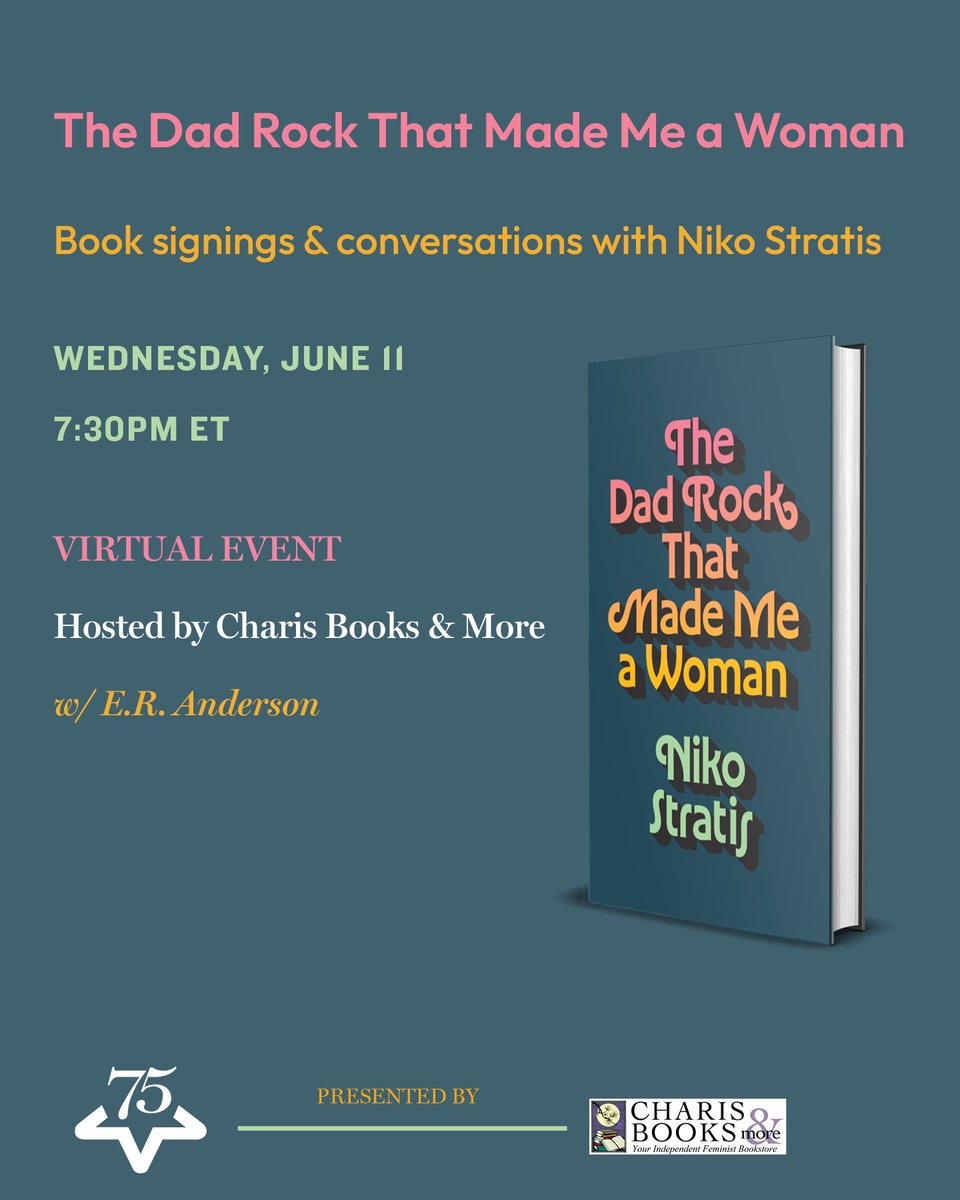 UTexasPress's tweet image. Happening tonight at 7:30 PM ET | 6:30 PM CT on a device near you!
Charis Books in ATL is hosting a virtual event featuring author Niko Stratis, who will be in conversation w/ E.R. Anderson!
Register at the link below...be there or be square.
crowdcast.io/c/the-dad-rock…