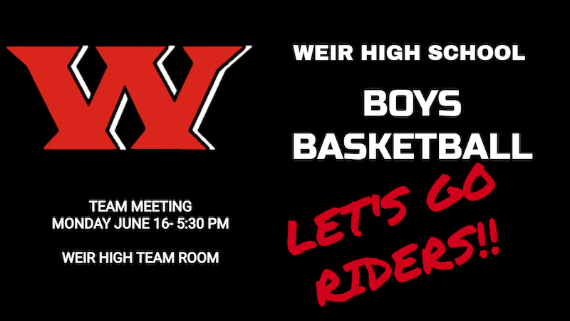 BOYS BASKETBALL TEAM MEETING

MONDAY JUNE 16
5:30 PM