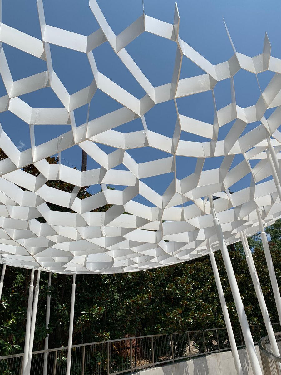 🌿 #PublicArt Wednesday🌿Leaf Forms by Legge Lewis Legge is a white steel canopy at the Dallas Arboretum. Inspired by leaf patterns, it casts beautiful shadows—a perfect mix of art &amp; nature!

📍 8525 Garland Rd
🔗 dallasculture.org/publicart/thec…

#PublicArt #DallasCulture