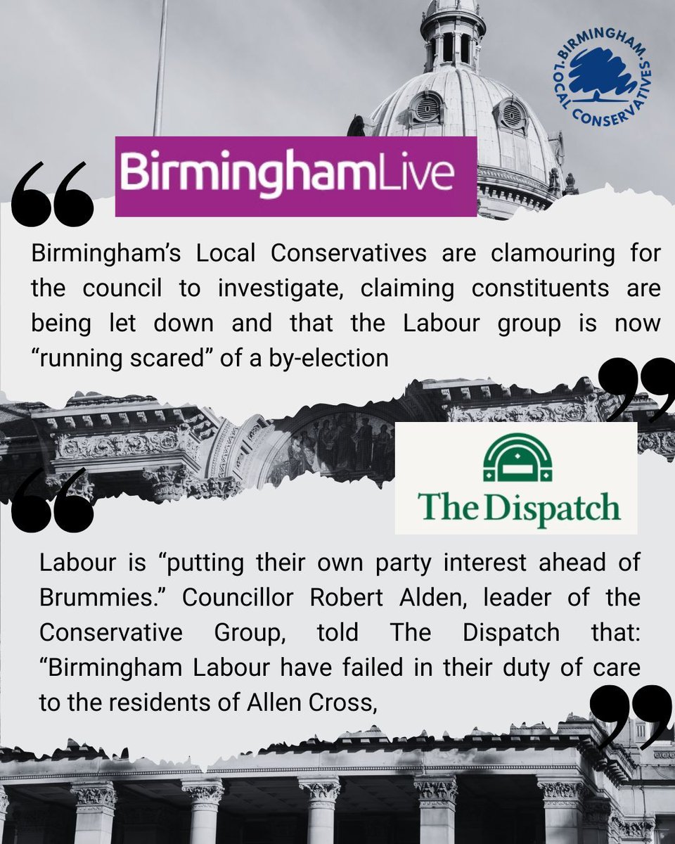 Labour is avoiding accountability in Allen’s Cross, leaving residents without proper representation due to their absent councillor. Instead of addressing the issue, they evade scrutiny. Birmingham deserves better representation, and we're ready to deliver it.