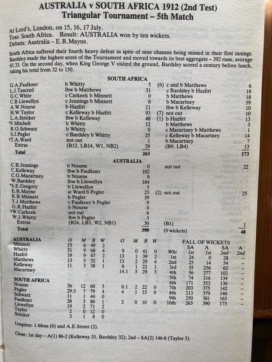 Australia vs SA at Lord’s in the 1912 Triangular Tournament.