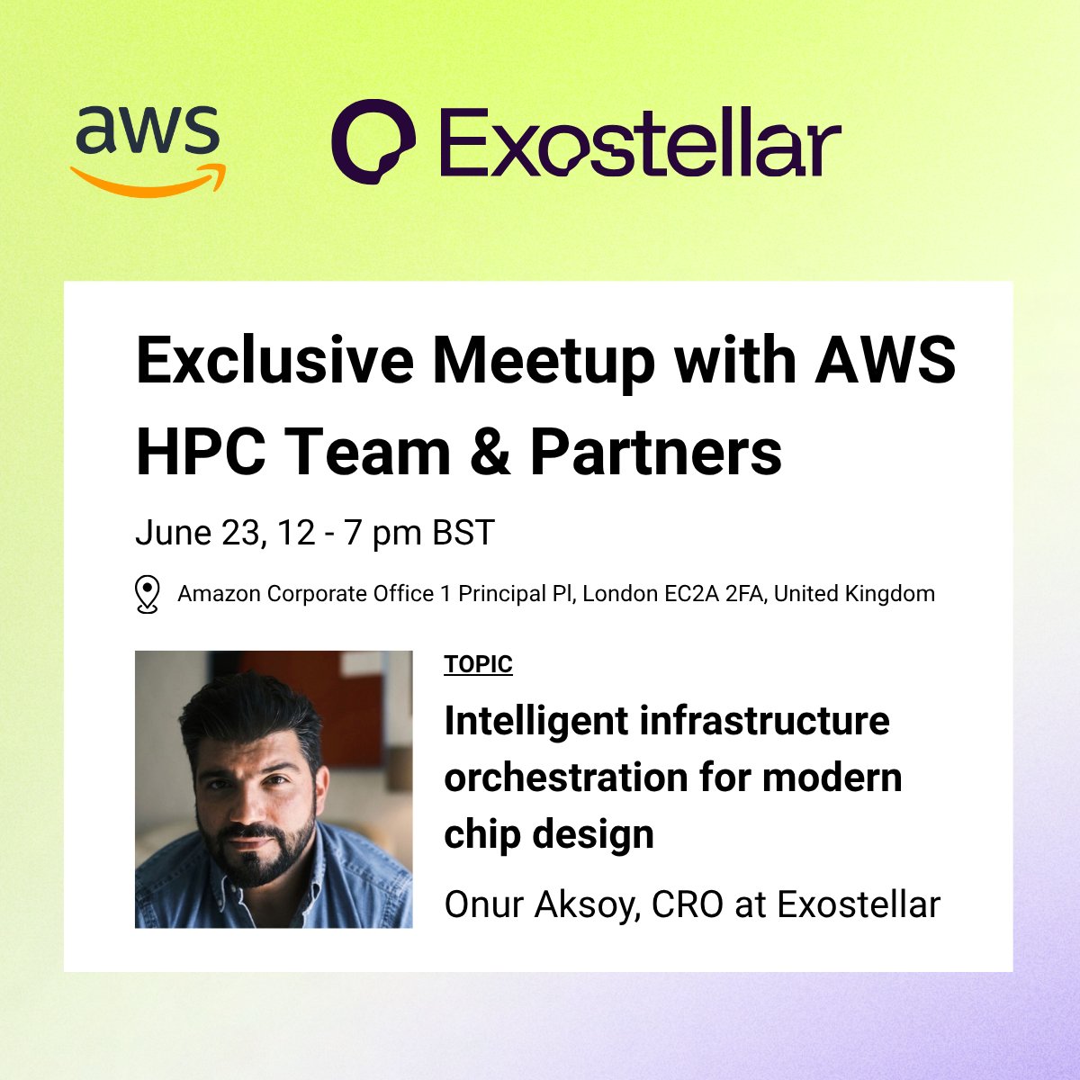 exostellarcloud's tweet image. We're thrilled to join Amazon Web Services and fellow innovators Cadence, NetApp, and Siemens EDA at the exclusive EDA Partner Day on June 23 at the AWS London office.
Register here - edaonthecloudlondon.splashthat.com