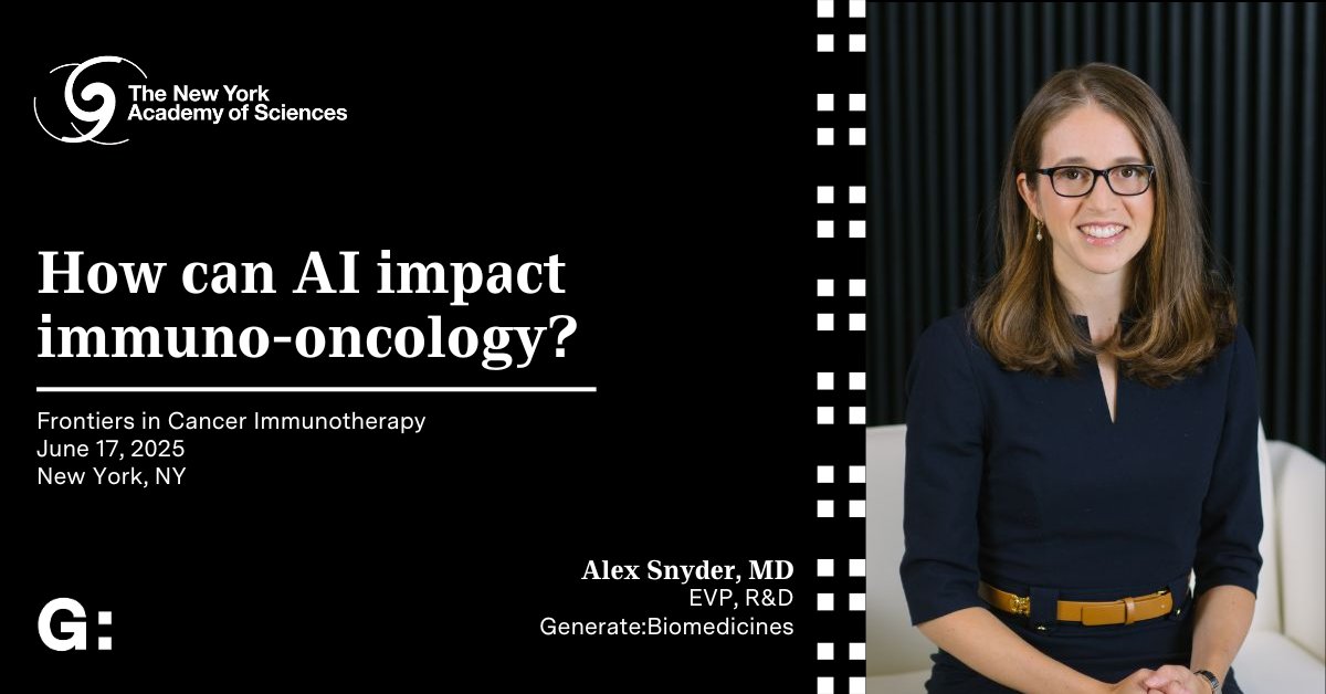 generate_biomed's tweet image. Oncology needs more than new medicines. It needs better ones—designed with intention, built to perform, and developed with the patient in mind.
On June 17, our EVP, R&D, Alexandra Snyder, MD, will speak at @NYASciences' "12th Annual Frontiers in Cancer Immunotherapy Symposium”…