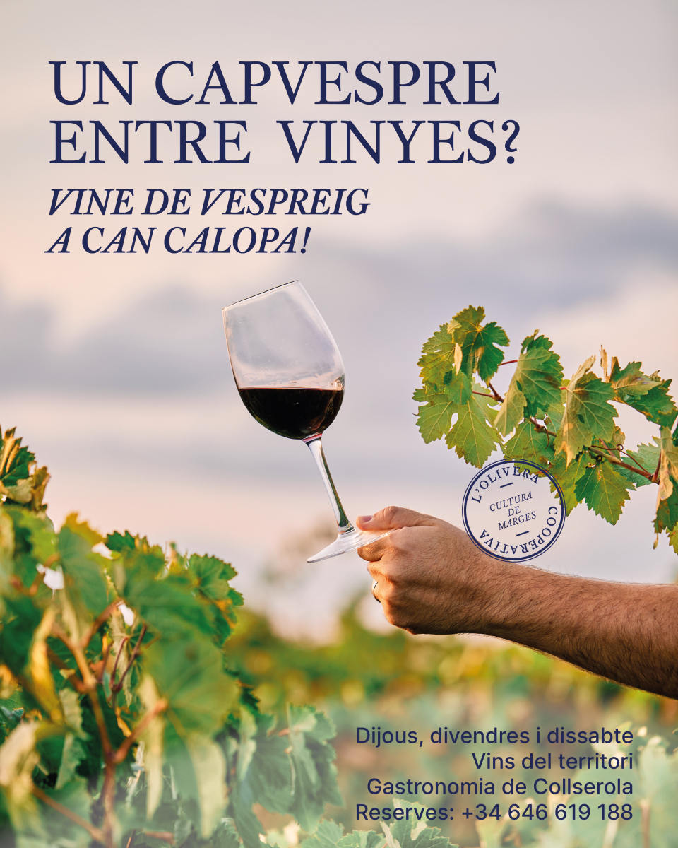 L'Olivera (@olivera_coop) on Twitter photo ✨VINE A LES NITS DE CAN CALOPA!
Per sopar, d’afterwork o de vespreig t’esperem a la Vinoteca de Can Calopa per degustar gastronomia i vins del territori.
Més informació a olivera.org/ca/la-vinoteca… ✨VINE A LES NITS DE CAN CALOPA!
Per sopar, d’afterwork o de vespreig t’esperem a la Vinoteca de Can Calopa per degustar gastronomia i vins del territori.
Més informació a olivera.org/ca/la-vinoteca…
