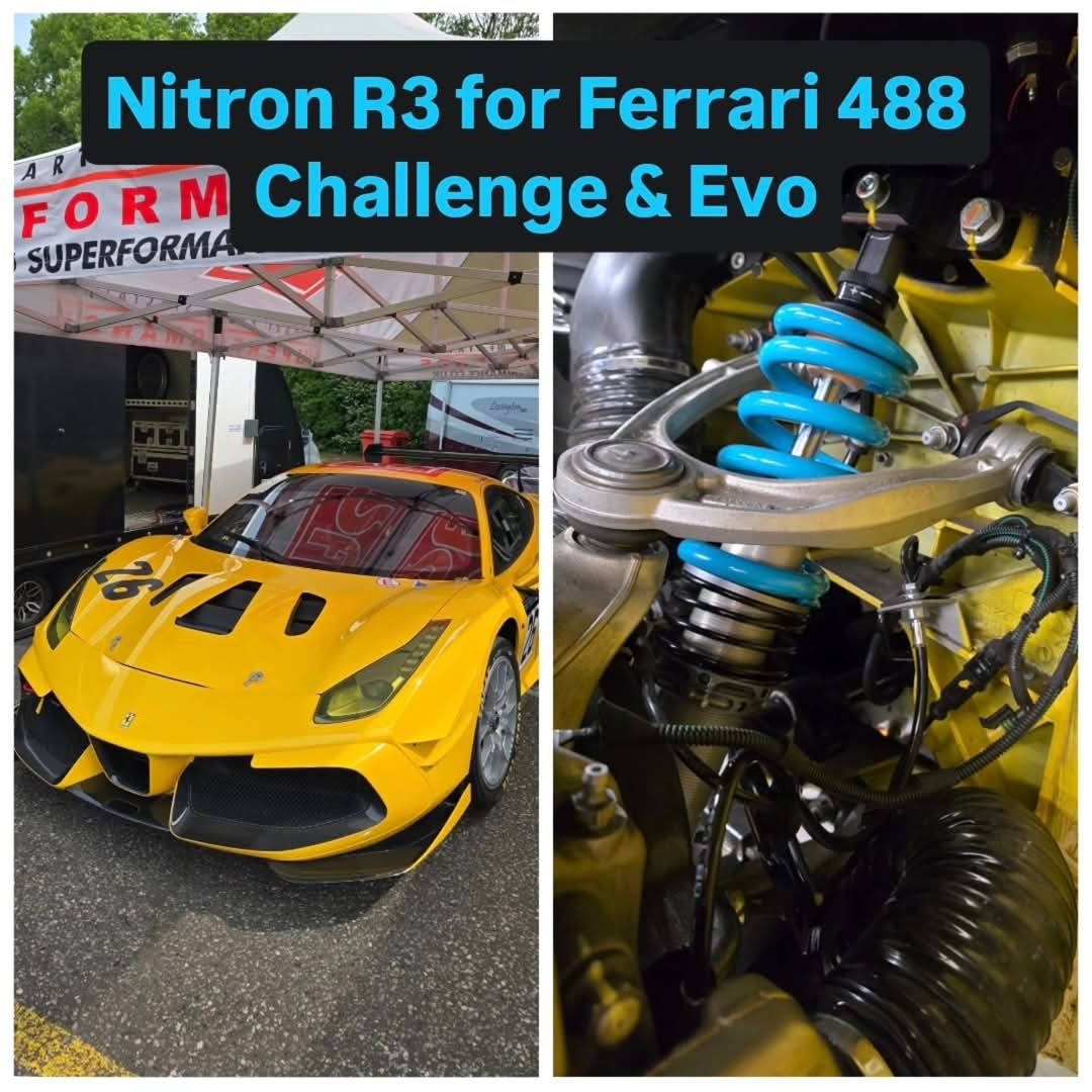 1st race on the Nitron R3 shocks we had made for the Ferrari 488 Challenge Evo.

WHAT A DIFFERENCE! @nitron_suspension created a shock that really unlocks these cars!