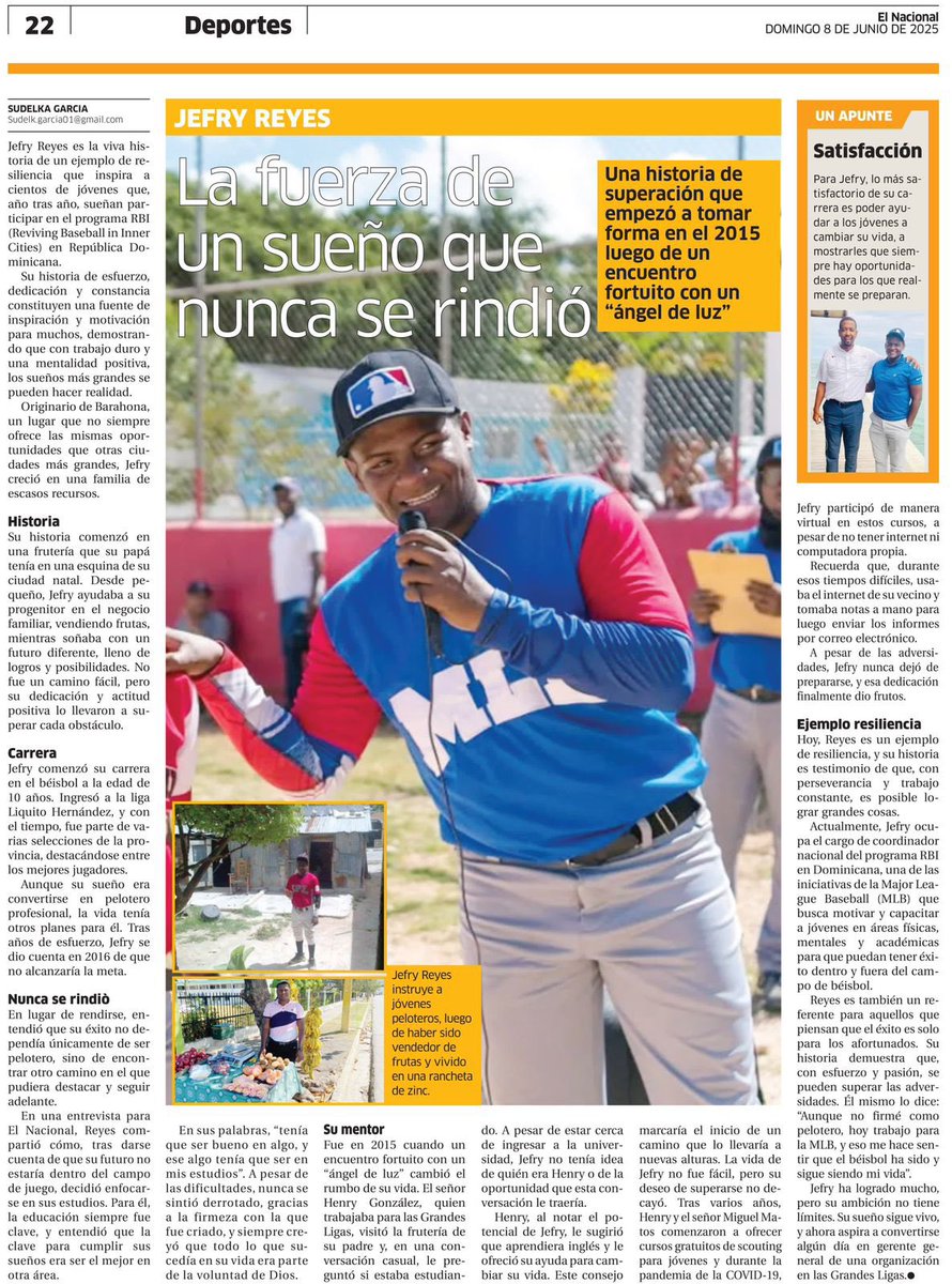 𝗟𝗮 𝗳𝘂𝗲𝗿𝘇𝗮 𝗱𝗲 𝘂𝗻 𝘀𝘂𝗲ñ𝗼 𝗾𝘂𝗲 𝗻𝘂𝗻𝗰𝗮 𝘀𝗲 𝗿𝗶𝗻𝗱𝗶𝗼́
Jefry Reyes es la viva historia de un ejemplo de resiliencia que inspira a cientos de jóvenes. elnacional.com.do