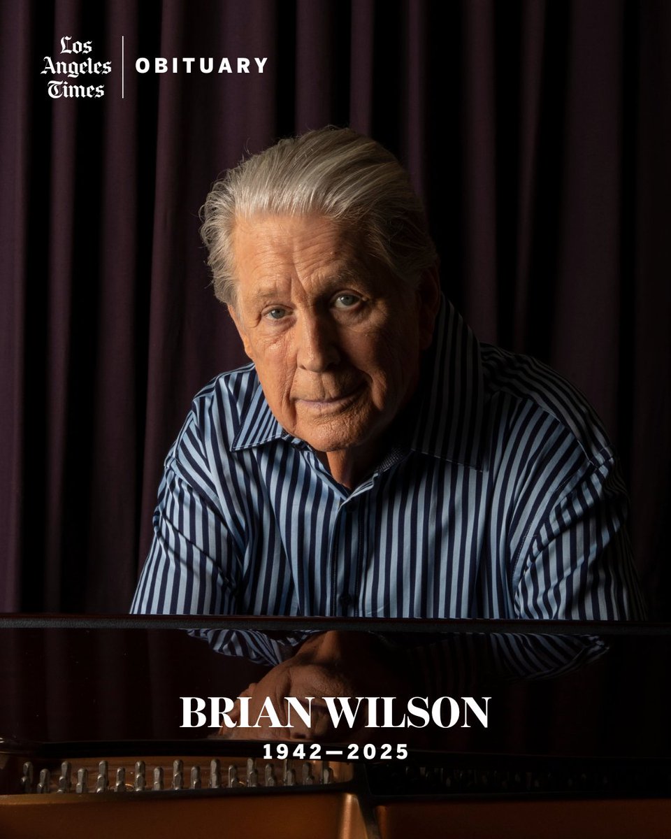Brian Wilson, the musical genius behind the Beach Boys who brought the soundscape of Southern California to the world, has died at 82.

Read more: latimes.com/obituaries/sto…