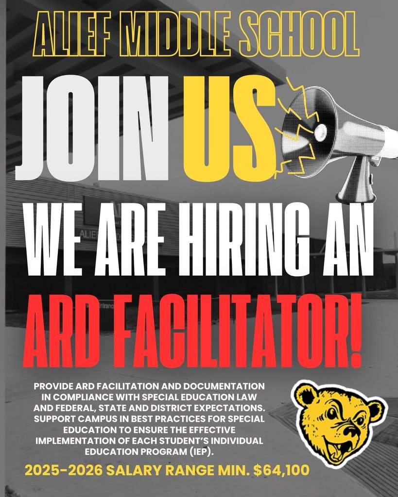 Alief Middle School (@alief_middle) on Twitter photo We are looking for an Ard Facilitator. Join our fantastic team! | Connect with us: aliefms.aliefisd.net | facebook.com/AMSalief/ <a href="/Sroninub2Newby/">Sharonda Newby, Ed.D</a> <a href="/HeyMrsCarterrrr/">Shonta Henderson-Carter</a> @aliefisd We are looking for an Ard Facilitator. Join our fantastic team! | Connect with us: aliefms.aliefisd.net | facebook.com/AMSalief/ <a href="/Sroninub2Newby/">Sharonda Newby, Ed.D</a> <a href="/HeyMrsCarterrrr/">Shonta Henderson-Carter</a> @aliefisd