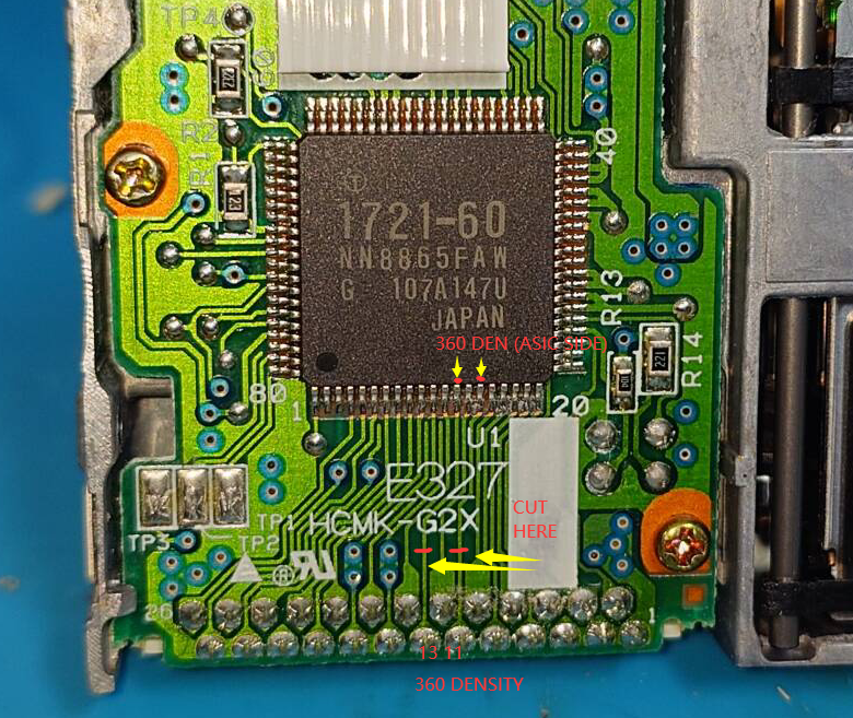 Ethy1ene_L's tweet photo. FD-05HG (PC/AT) mod to PC98 compatible:

Add this 7400 circuit from the PC98 version. https://t.co/MQIGJWt2m9