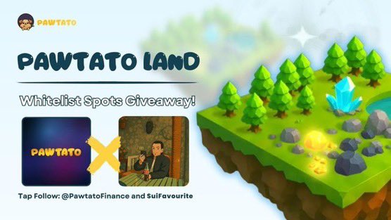 Favouritedotsui π¦π¦π«Ά (FKA Favourite.sui) (@favouriteback) on Twitter photo πͺ WHITELIST GIVEAWAY FOR PAWTATO LAND πͺ
How to join:
1β£. Follow <a href="/PawtatoFinance/">Pawtato Finance | Sui</a> & <a href="/FlowX_finance/">FlowX Finance π¦</a> & <a href="/Suifavourite/">Suifavourite π¦π¦π«Ά</a>
2β£. Like + Repost.
3β£. Tag 2 Friends and Comment your Sui wallet address.
π 10 WLs for the upcoming Pawtato Lands mint.
Join Now! βοΈEnding Soon πͺ WHITELIST GIVEAWAY FOR PAWTATO LAND πͺ
How to join:
1β£. Follow <a href="/PawtatoFinance/">Pawtato Finance | Sui</a> & <a href="/FlowX_finance/">FlowX Finance π¦</a> & <a href="/Suifavourite/">Suifavourite π¦π¦π«Ά</a>
2β£. Like + Repost.
3β£. Tag 2 Friends and Comment your Sui wallet address.
π 10 WLs for the upcoming Pawtato Lands mint.
Join Now! βοΈEnding Soon