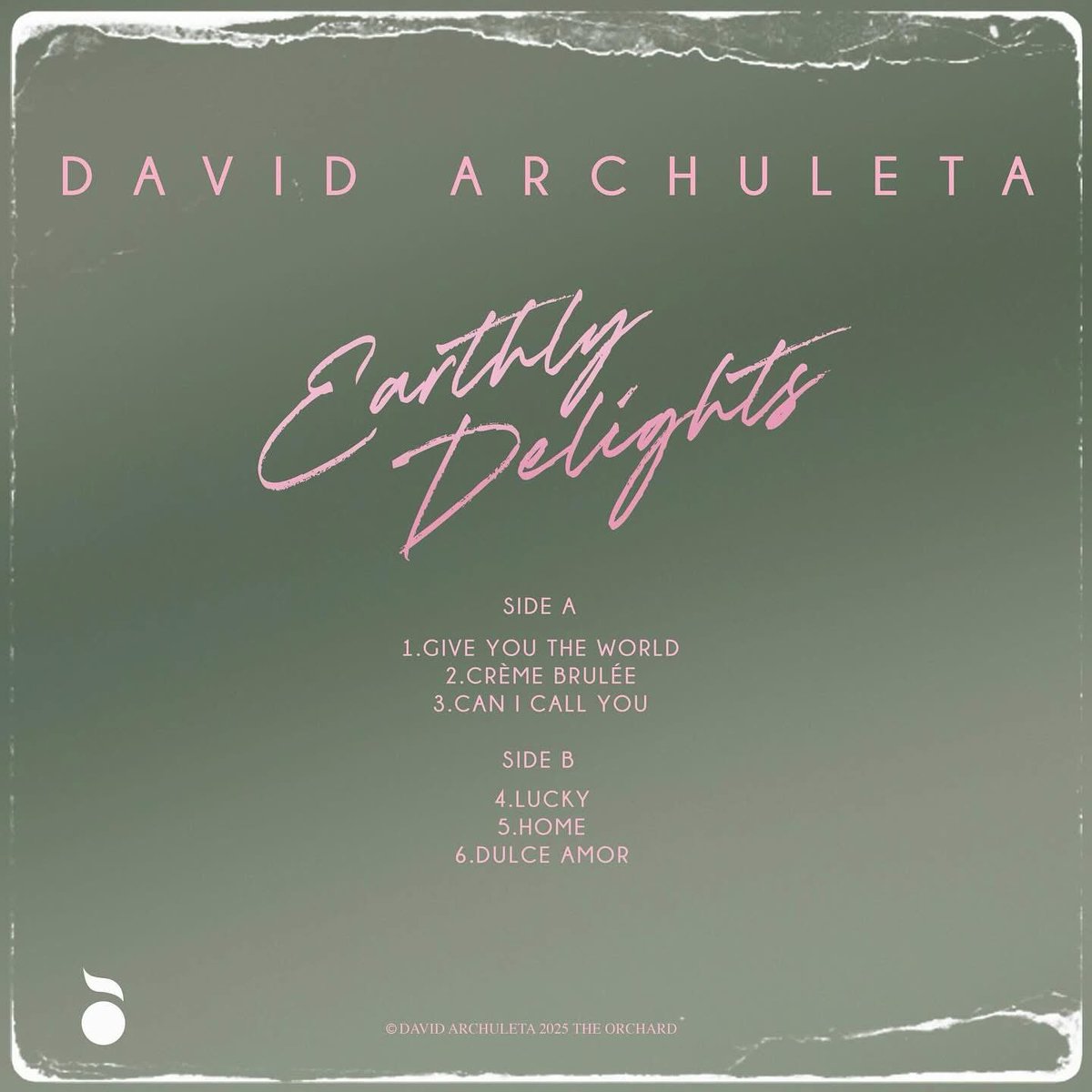 fabulous little old me is being fed so good this week 🥹

first the announcement by <a href="/DavidArchie/">David Archuleta</a> of a new EP titled Earthly Delights coming out on August 15th, which features the tracks Crème Brûlée and Can I Call You 🥹🥹 including 4 brand new tracks 🥹🥹