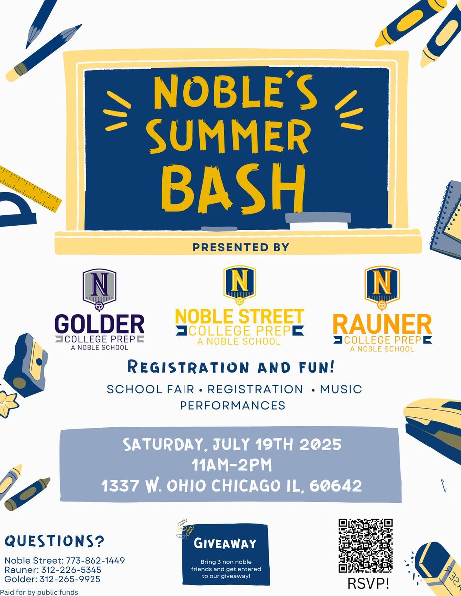 BeNobleRCP's tweet photo. ☀️Summer plans? Add this to your list! Join us for our Noble's Summer Bash on July 19th from 11 AM–2 PM 🎉 Don’t miss your chance to get set for the school year and have a little fun while you're at it! 📚✨ #SummerRegistration #BackToSchoolPrep #RCP #wildcats https://t.co/iAUgnSb01h