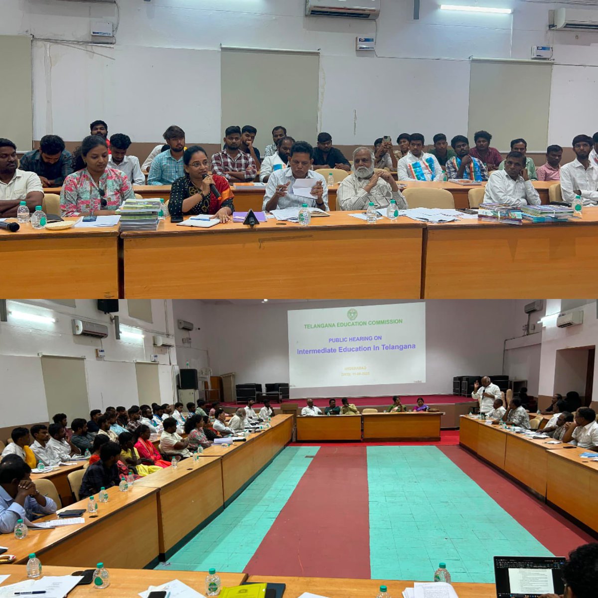 Telangana education commission public hearing on Intermediate education in Telangana.

<a href="/TelanganaCMO/">Telangana CMO</a> <a href="/revanth_anumula/">Revanth Reddy</a> <a href="/edu_commissonTG/">Telangana Education Commission</a>