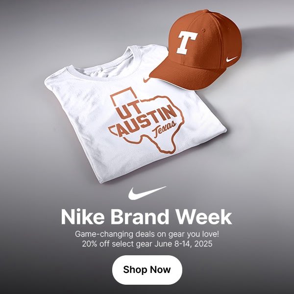 drewrerick's tweet image. Game changing deals on gear you love! 20% off select gear through June 14, 2025 @TexasBaseball @LonghornFanShop
bit.ly/20offnike