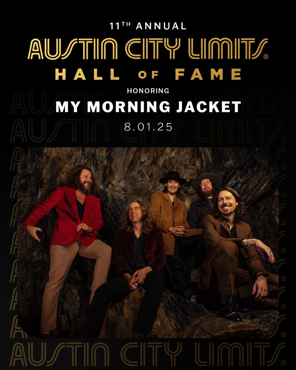 Austin City Limits (@acltv) on Twitter photo We’re inducting <a href="/mymorningjacket/">my morning jacket</a> into the Austin City Limits Hall of Fame! 🌟 Established in 2014, the ACL HoF honors legendary artists & celebrates the show’s legacy. MMJ returns Aug 1 for a FREE full-set taping! 🎟️ #ACLHOF2025 #acltv #MyMorningJacket #austinpbs We’re inducting <a href="/mymorningjacket/">my morning jacket</a> into the Austin City Limits Hall of Fame! 🌟 Established in 2014, the ACL HoF honors legendary artists & celebrates the show’s legacy. MMJ returns Aug 1 for a FREE full-set taping! 🎟️ #ACLHOF2025 #acltv #MyMorningJacket #austinpbs