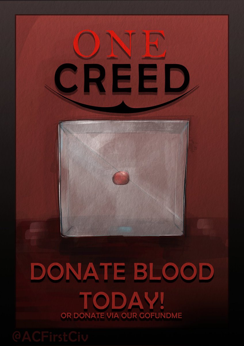The Ones Who Came Before (@acfirstciv) on Twitter photo Assassins!
There are three ways you can support the 2025 Assassin's Creed Community Fundraiser for Blood Cancer Charities!
▪️Donate Blood
▪️Share with friends
▪️Donate via GoFundMe👇
gofundme.com/f/assassins-in…
Art by <a href="/jebsevolved/">shaun_hastings1066</a> 🤝 Assassins!
There are three ways you can support the 2025 Assassin's Creed Community Fundraiser for Blood Cancer Charities!
▪️Donate Blood
▪️Share with friends
▪️Donate via GoFundMe👇
gofundme.com/f/assassins-in…
Art by <a href="/jebsevolved/">shaun_hastings1066</a> 🤝