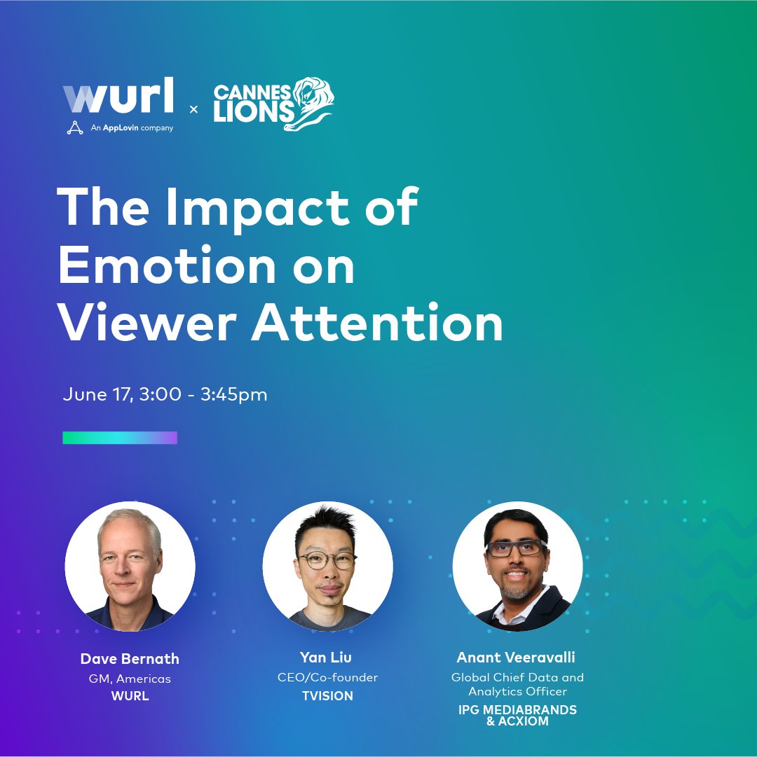 Join Dave Bernath, Yan Liu (<a href="/TVisionInsights/">TVision</a>), and Anant Veeravalli (IPG Mediabrands/<a href="/Acxiom/">Acxiom</a>) next week at #CannesLions2025 for an intimate conversation around the role of emotional resonance in #advertising.

They’ll dig into the data and share fresh insights on how emotional