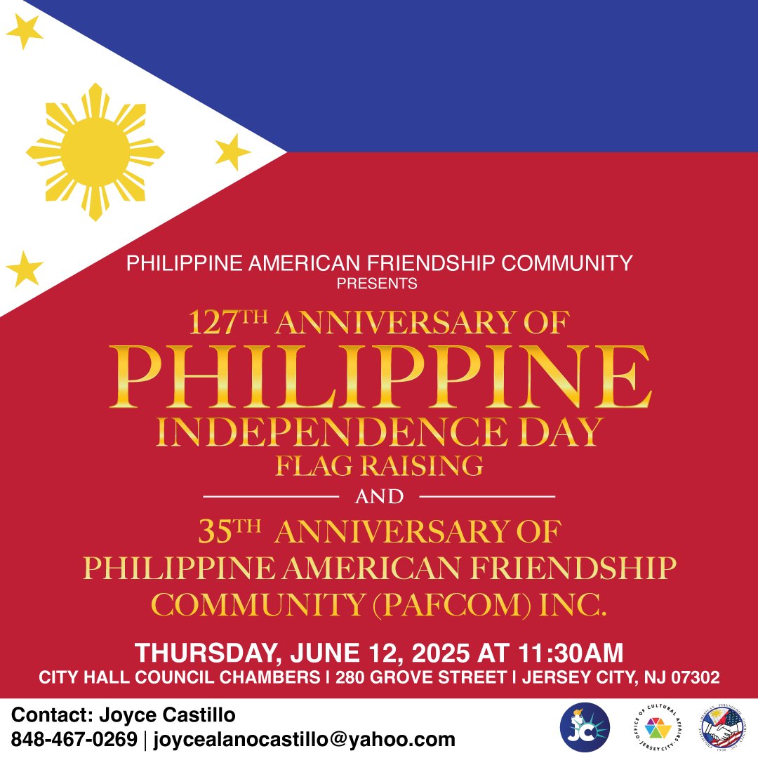 Please join the Philippine American Friendship Community for a flag ceremony tomorrow! See you there.
