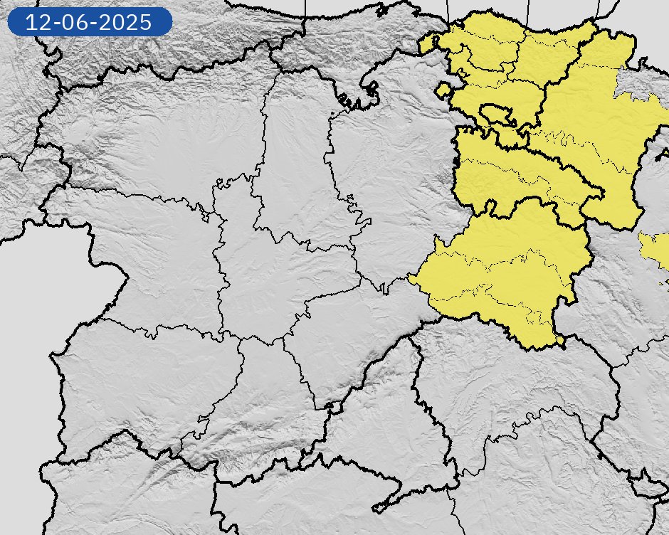 11/06 19:24 Avisos  activos hoy y mañana en Castilla y León por lluvias y tormentas. Nivel máximo de aviso: naranja.
Actualizaciones en aemet.es/es/eltiempo/pr…