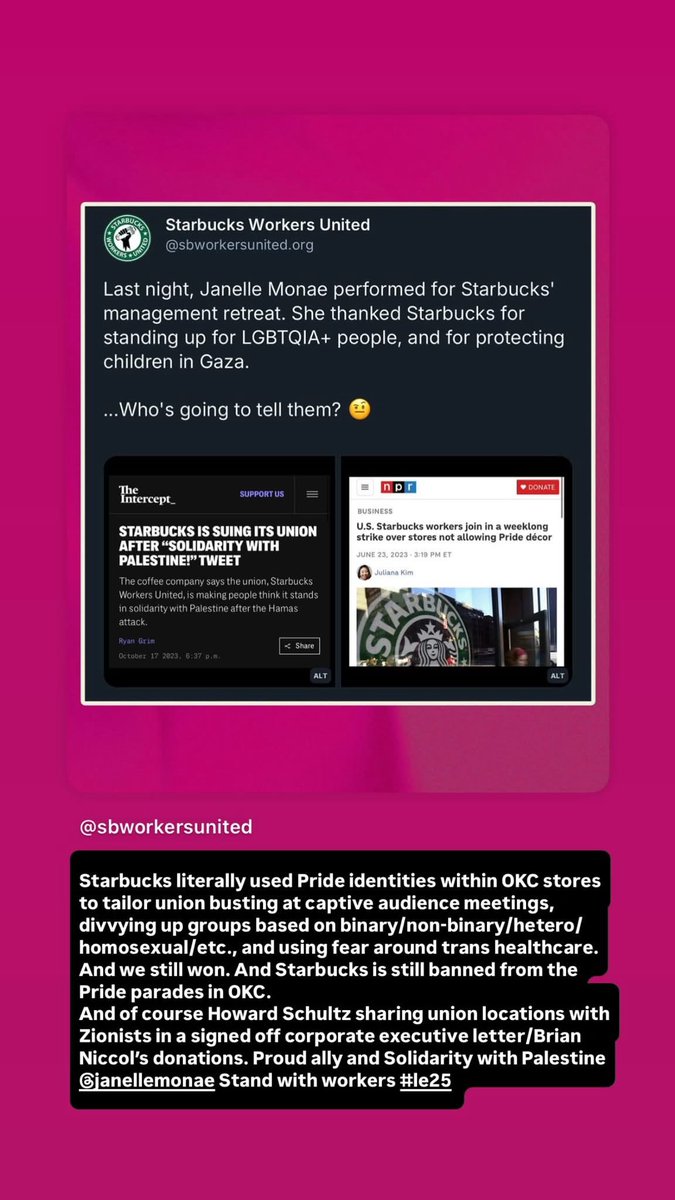 CollinPollitt's tweet photo. @JanelleMonae Stand with workers. You are a member of @sagaftra @SBWorkersUnited https://t.co/uD2yBO8Tnh