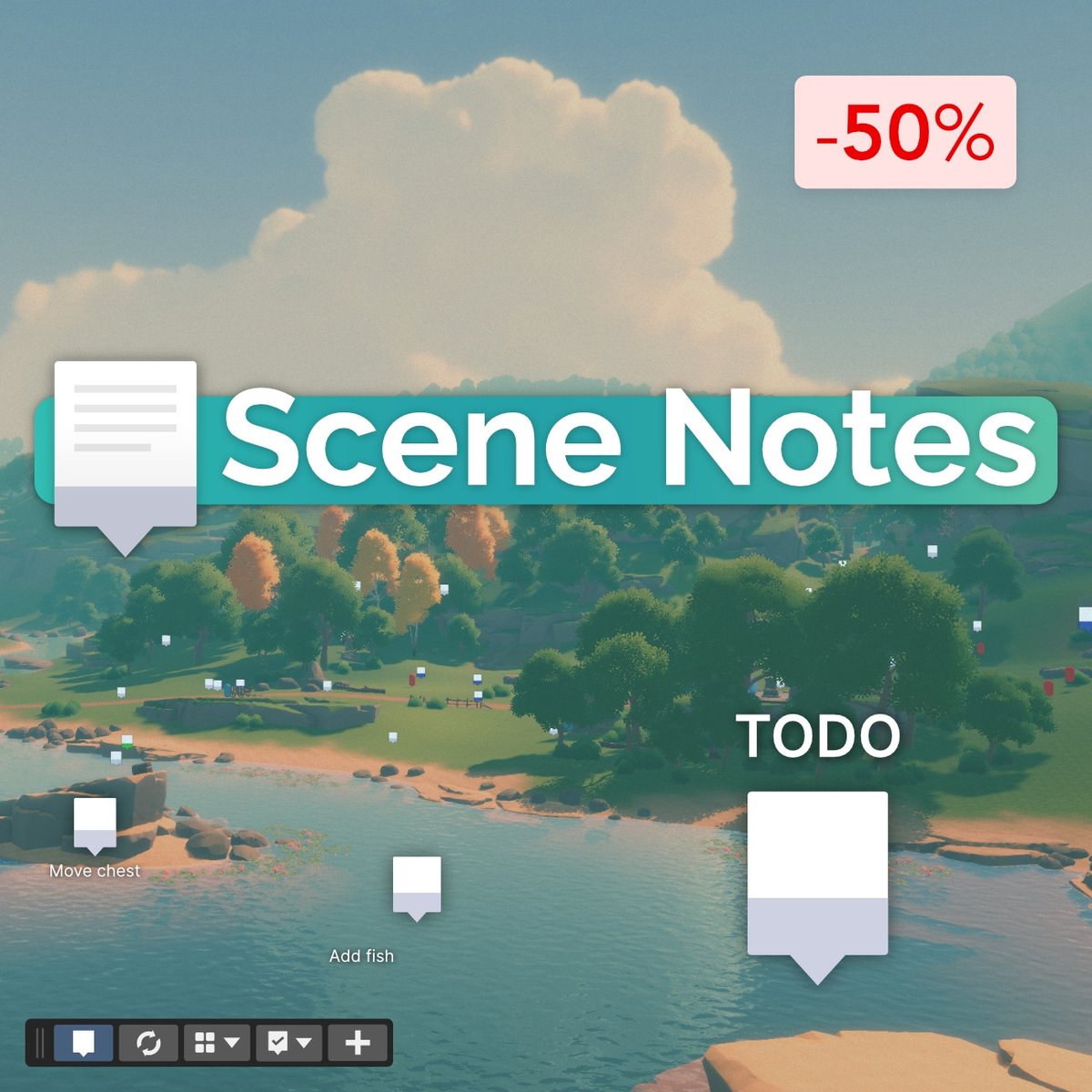 My Unity tool Scene Notes is currently 50% off!
👉🏻 bit.ly/scenenotes_as

It's a tool to place annotations in the scene, including the ability for the team to comment on them. Provides a handy toolbar, filtering, focus mode, a notes browser window, and more.

#unity3d #gamedev
