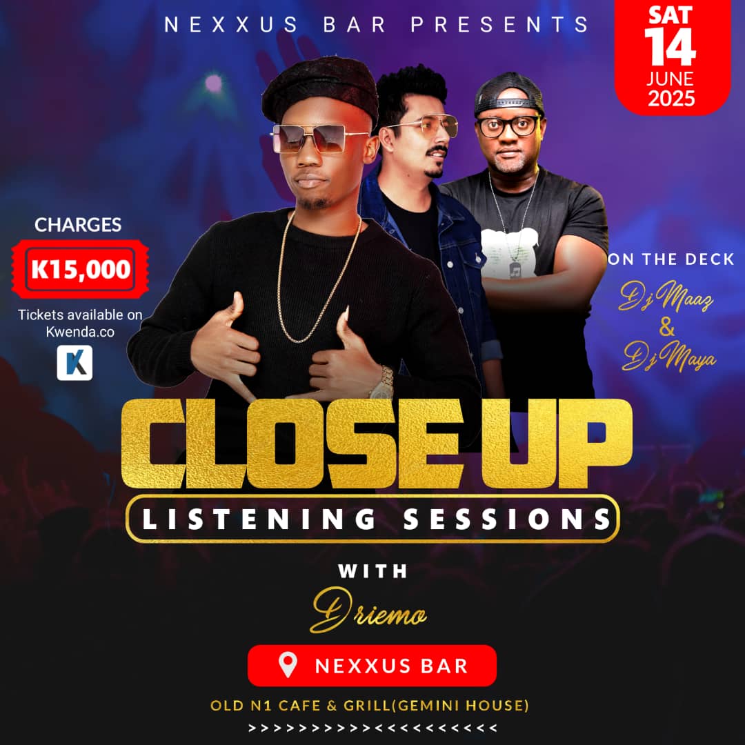 Kumenya kugwesa 🔥🔥🔥 NEXXUS BAR CLOSED UP LISTENING SESSION confirmed 👍 

K15000

with DRIEMO 

Tickets available on Kwenda 🌐 bit.ly/NEXXCloseUp

#NexxusBar #Driemo #CloseUpListeningSessions