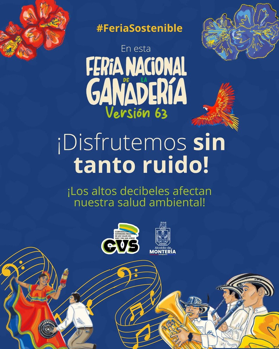 #FeriaSostenible  🔊 Durante la Feria Nacional de la Ganadería respetemos los niveles de ruido permitidos para disfrutar de nuestra cultura. 📢

¡⁠Preservemos entre todos la salud ambiental del Departamento. 

#CórdobaTerritorioSostenible
#ViveLaFeriaSinTantoRuido
