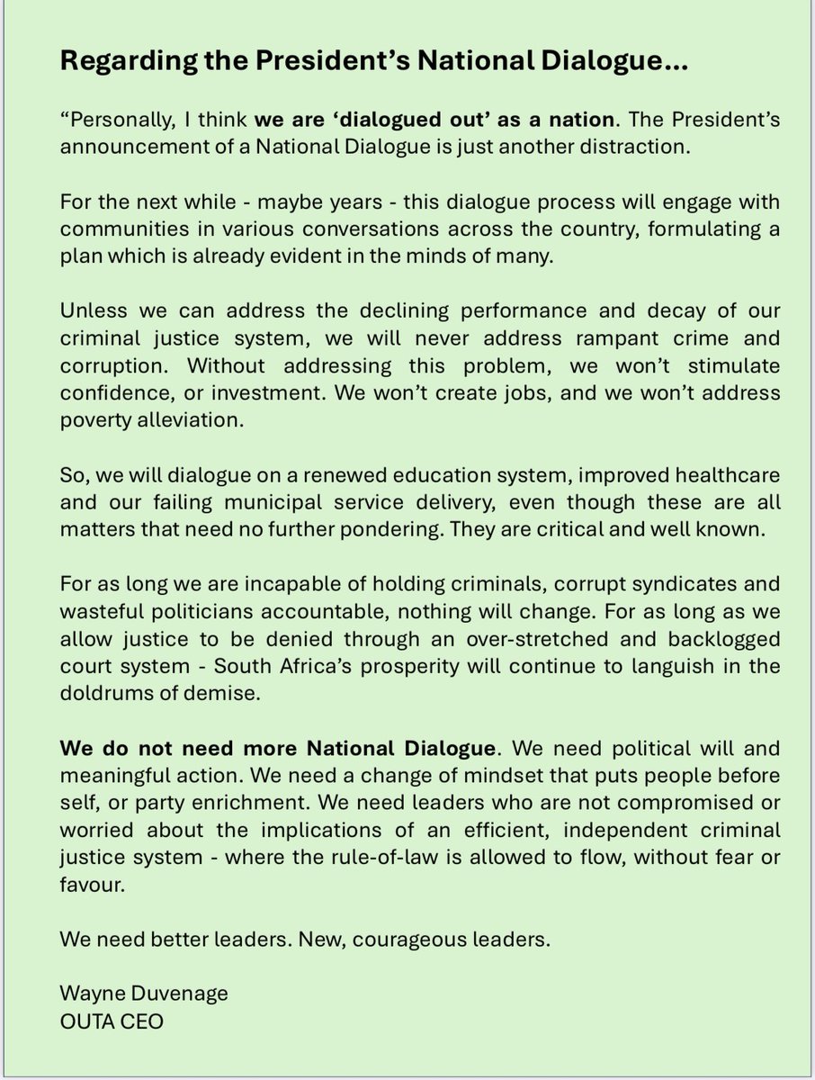 We don’t need more dialogue. As a nation, we are tired of talking. We know what is wrong and what needs to be addressed. This is not difficult stuff. We need action. We need new leaders. Courageous leaders.