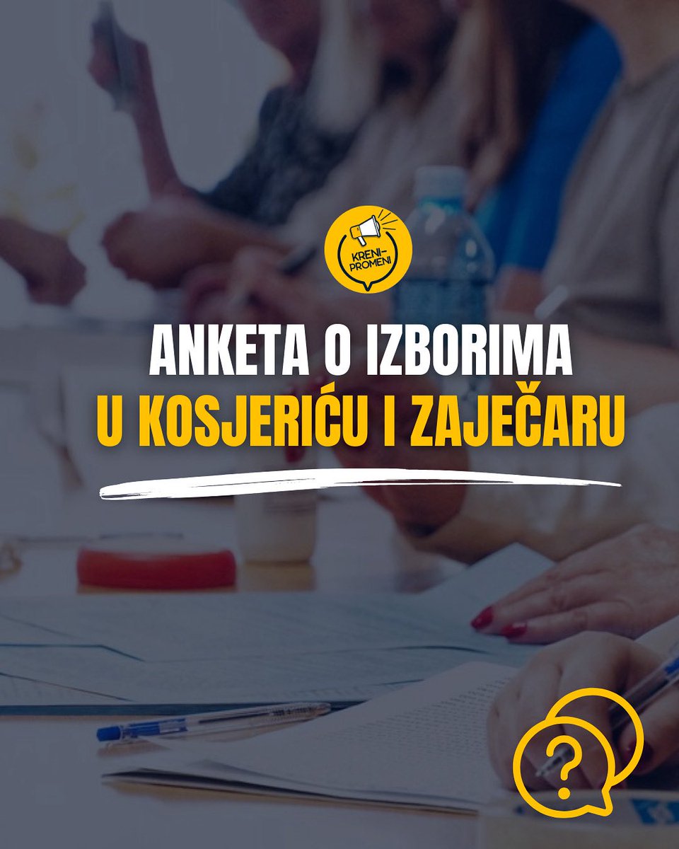 Klikni na link i reci nam koje je tvoje mišljenje o izborima u Kosjeriću i Zaječaru.

forms.gle/pvXsY47xTpsExt…