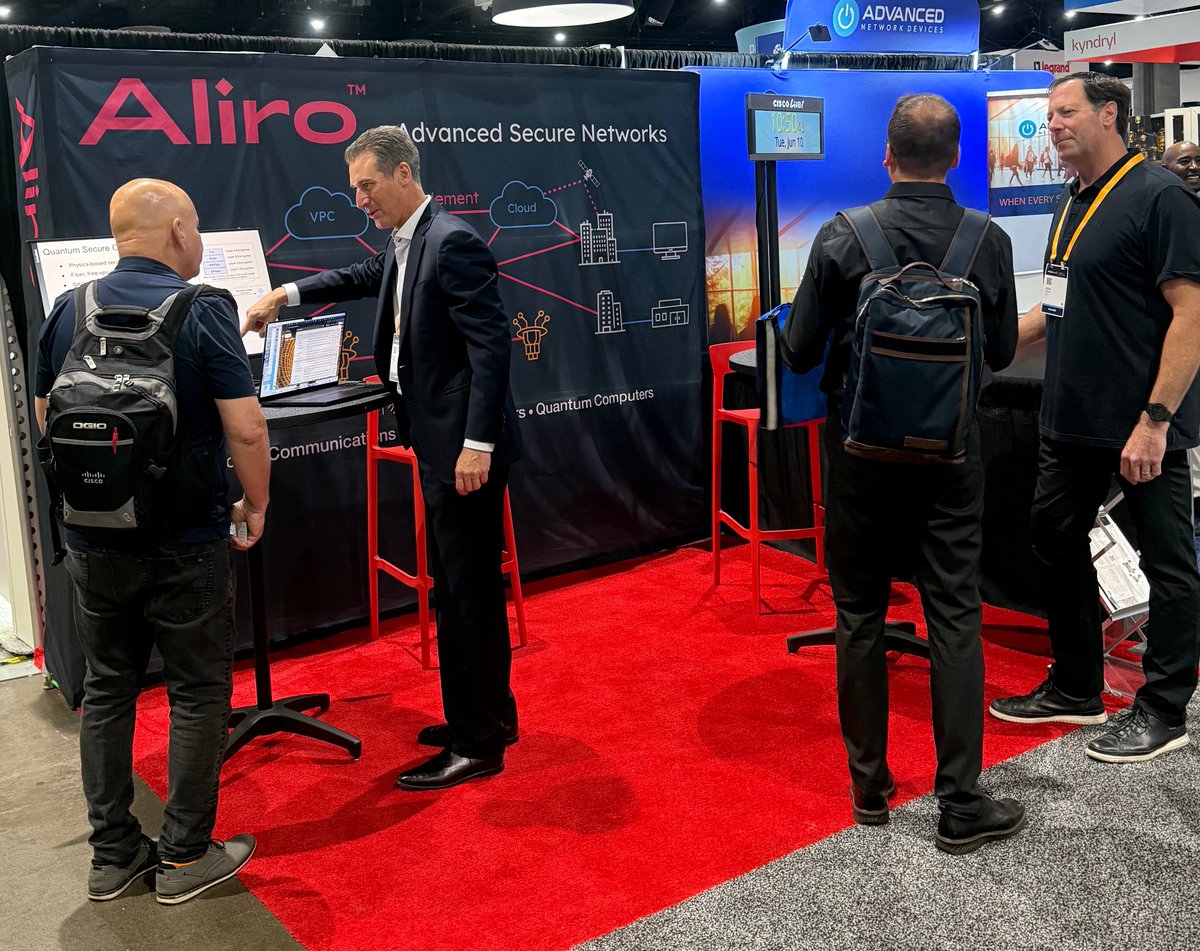 AliroQuantum's tweet image. Aliro is at #CiscoLive showcasing how AliroNet™ delivers entanglement-based security for cloud providers, enterprises, and telecoms. Drop by booth 2411 to see a demo and find out how quantum networks can protect your data!
#QuantumNetworking  #SecureNetworks
