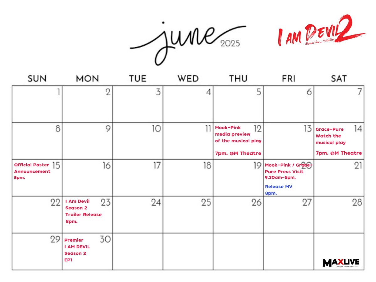 📅 Here’s the full calendar of our stars’ upcoming events and broadcast schedule on Maxlive TV!

❤️‍🔥 Don’t forget to bookmark the dates and stay tuned for every show, every episode, and every special event. You won’t want to miss a thing!