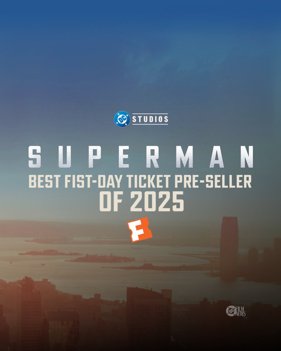 DC Film News (@dcfilmnews) on Twitter photo 'SUPERMAN' sold more tickets in its first day than any other film in 2025!
(Via <a href="/Fandango/">Fandango</a>) 'SUPERMAN' sold more tickets in its first day than any other film in 2025!
(Via <a href="/Fandango/">Fandango</a>)