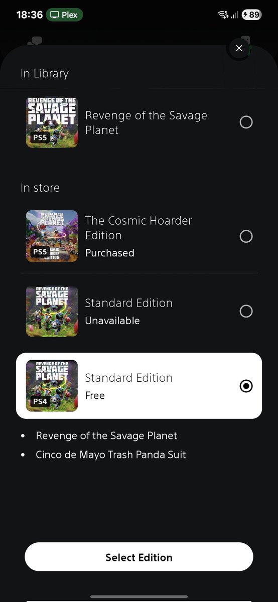 If you'd bought the digital PS5 version of Revenge of the Savage Planet prior to the PS4 version launching, you can now claim the PS4 version free on the PSN store!

#RevengeOfTheSavagePlanet