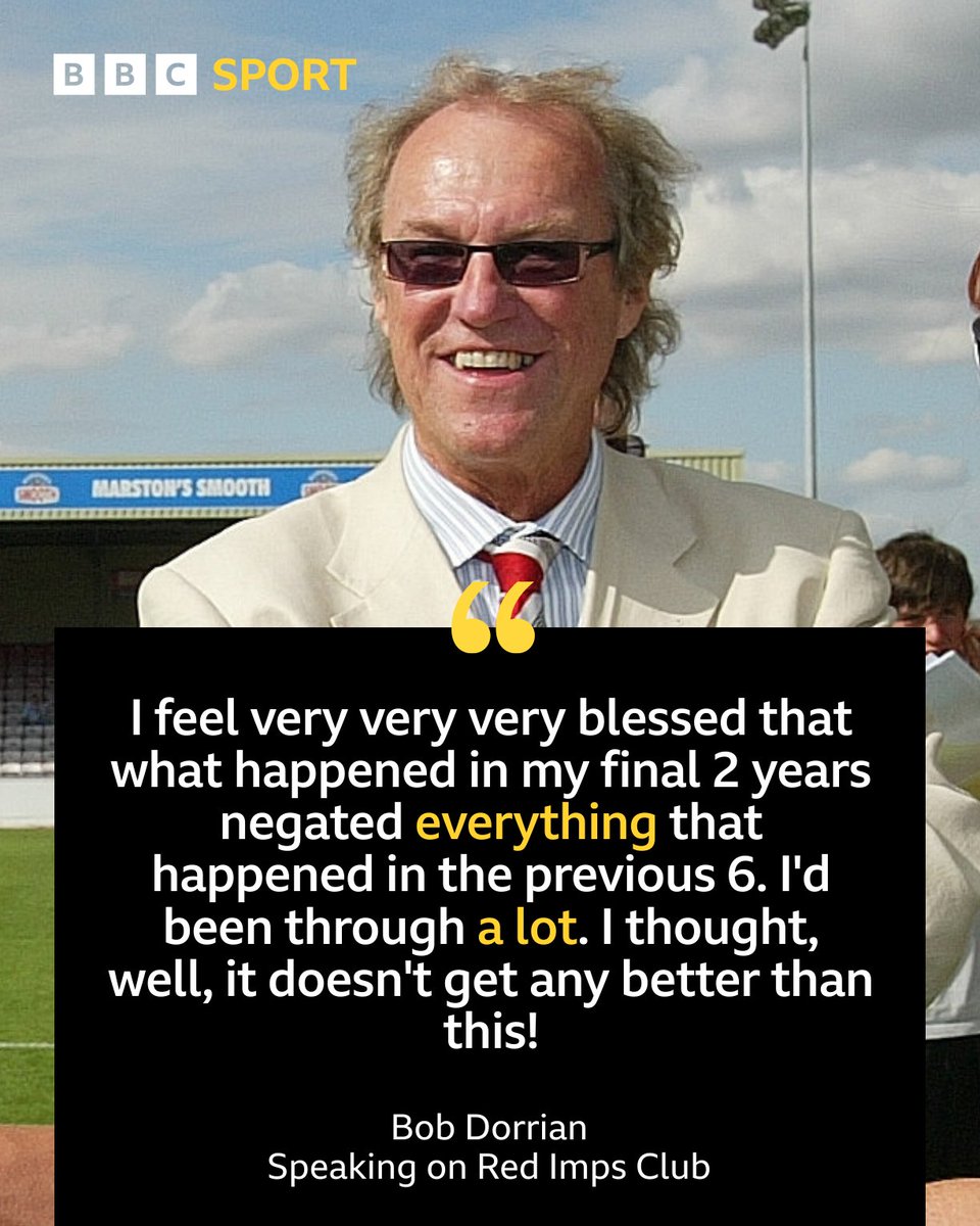 BBC Sport Lincolnshire (@bbcsportlincs) on Twitter photo The Red Imps Club episode that's bringing smiles to faces of <a href="/LincolnCity_FC/">Lincoln City FC 🇺🇦</a> fans.
Bob Dorrian, the former Imps chairman, has been sharing his stories of being in charge in that incredible National League promotion season.
Listen here: bbc.in/RedImpsClub The Red Imps Club episode that's bringing smiles to faces of <a href="/LincolnCity_FC/">Lincoln City FC 🇺🇦</a> fans.
Bob Dorrian, the former Imps chairman, has been sharing his stories of being in charge in that incredible National League promotion season.
Listen here: bbc.in/RedImpsClub