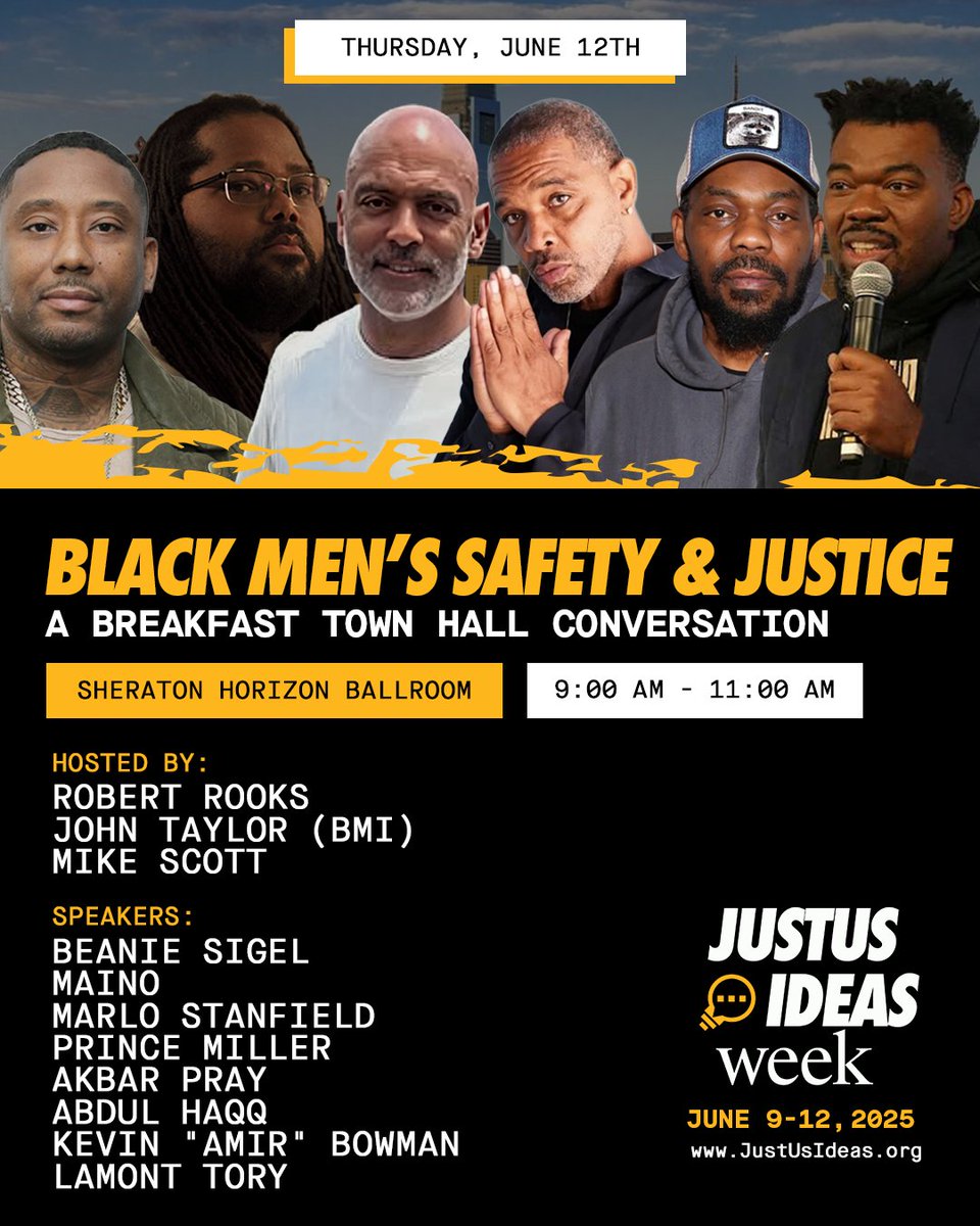 JustUsIdeas's tweet photo. We’re hosting an intimate, conversation centering Black men, their stories, their safety, and their fight for justice.

June 12 | 📍Philly
Sheraton Horizon Ballroom
9:00 AM 11:00 AM
Register now: https://t.co/pMrxd14pv3 https://t.co/4DfPn4XQbg