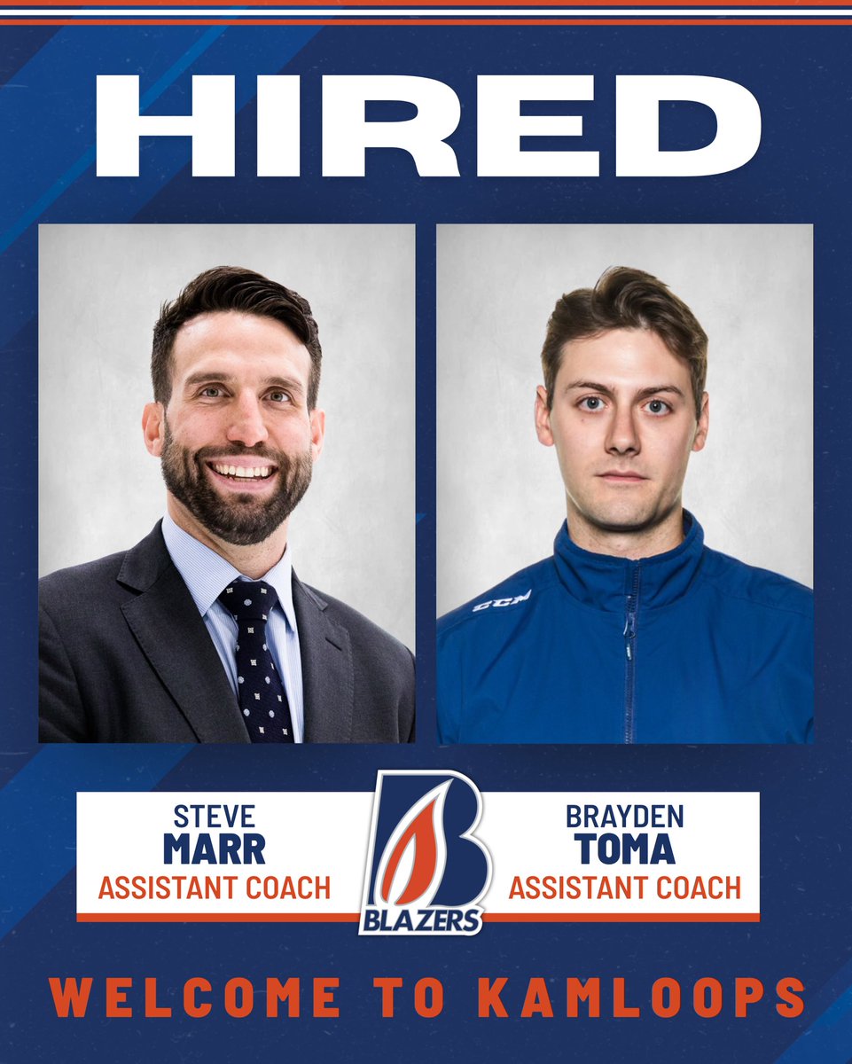 HIRED!🔥
We have added Steve Marr &amp; Brayden Toma as Assistant Coaches. Welcome to BlazerNation!
MORE: chl.ca/whl-blazers/ar…
