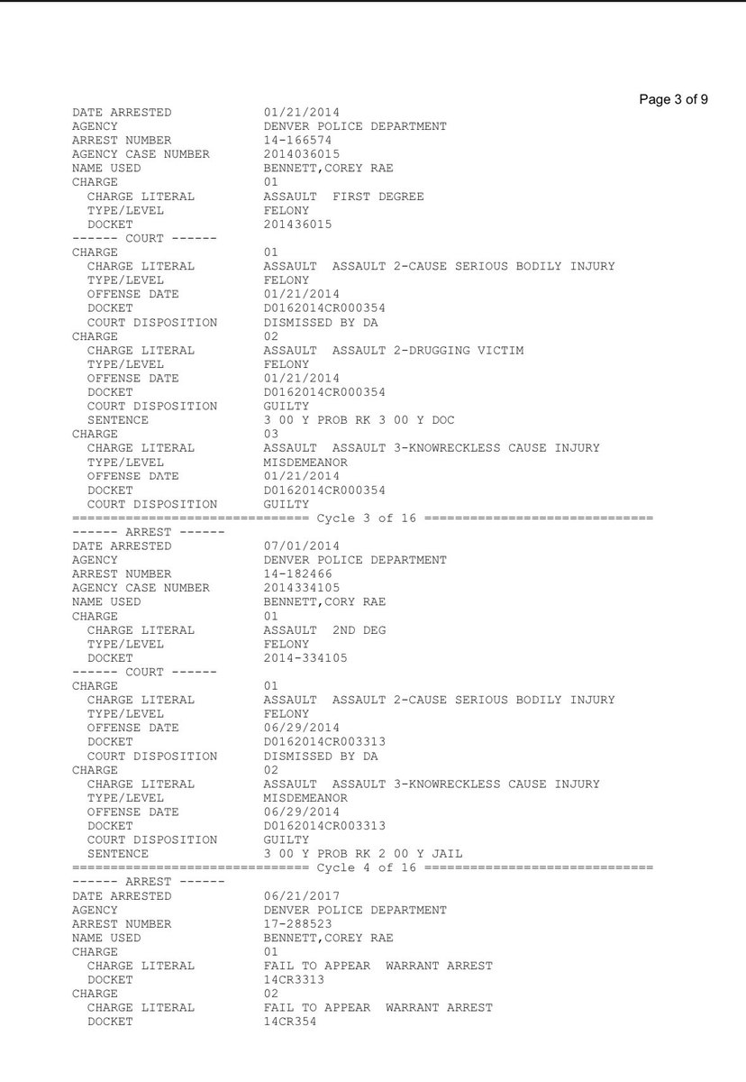 dobetterdnvr's tweet image. 🚨 BREAKING: Corey Rae Bennett was arrested at last night’s protest, charged with 2nd-degree assault on a peace officer. 👮‍♂️ Bennett’s no stranger to legal trouble, with past charges including assault, drugging a victim, child neglect, and more. #News #Protest #CrimeWatch…